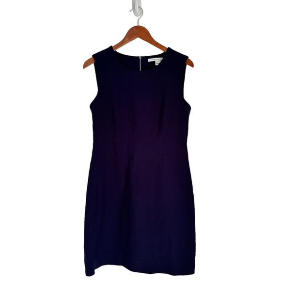Diane Von Furstenberg Navy Blue Sheath Dress Size 10 - Picture 1 of 8